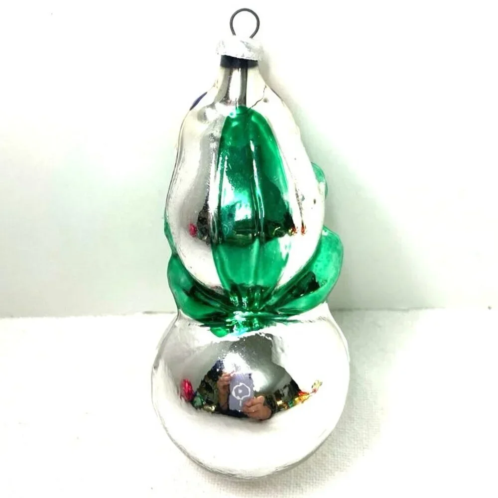 Vintage Blown Glass Ornament Frog Holding Instrument Guitar‎ Ukelele Retro